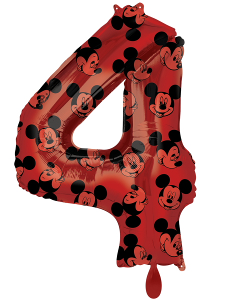 Folienballon - Zahl 4: Mickey Maus - ø 86cm